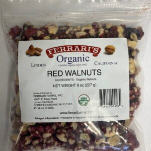 Bags of Raw Organic Red Meat Walnut Halves and Pieces
